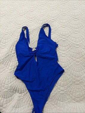 Royal Blue One-Piece Swimsuit with Front Knot